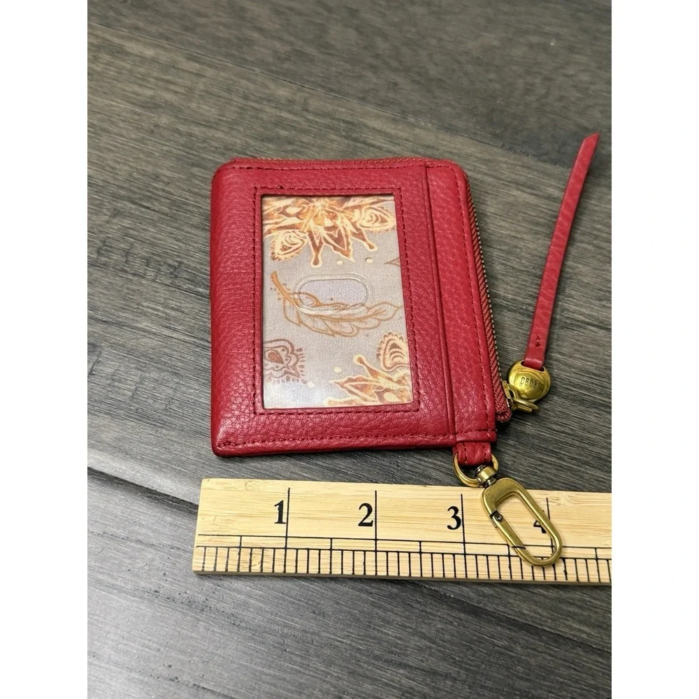 Hobo International Leather Wallet Card Case Red Zipper Coin Purse‎